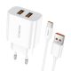 Fast charger Foneng 2x USB EU45 12W + USB Type C cable