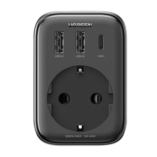 UGREEN Extender 90613 Hálozati töltő, 2x USB, USB-C, 30W (fekete)