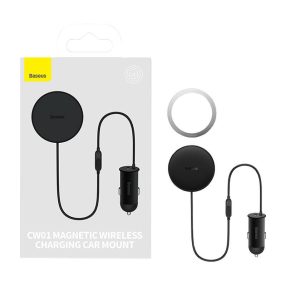   Baseus CW01 Mágneses autós telefontartó szellőzőrácsra autós töltővel, USB-C, 15W + 25W (fekete)