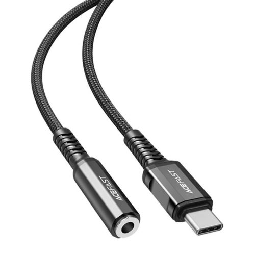 USB-C adapter mini jack-hez 3,5 mm Acefast C1-07 18 cm (fekete)