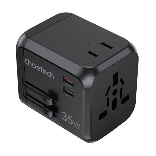 Choetech PD5008 utazási töltő, 3xUSB-A, 2xUSB-C, GaN, 35W, US/EU/UK/AU (fekete)