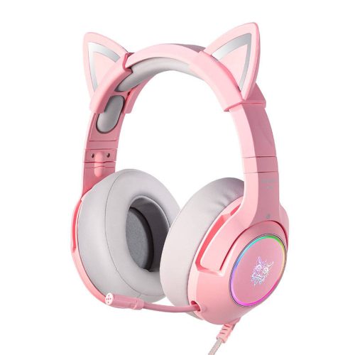 gamer fejhallgató ONIKUMA K9 Pink RGB