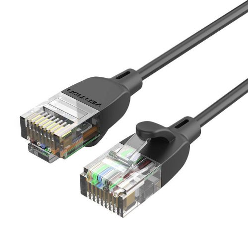 Hálózati kábel UTP CAT6A Vention IBIBF RJ45 Ethernet 10Gbps 1m fekete vékony típus