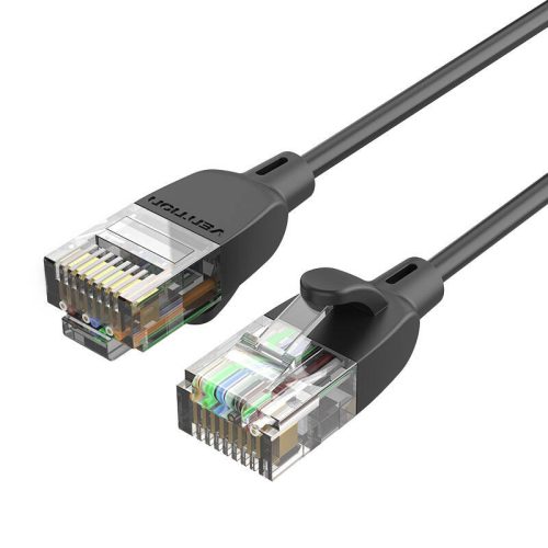 Hálózati kábel UTP CAT6A Vention IBIBG RJ45 Ethernet 10Gbps 1,5m fekete vékony típus