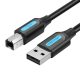 USB 2.0 A to B cable Vention COQBJ 2A 5m Black PVC