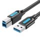 USB 3.0 A – USB-B nyomtatókábel Vention COOBD 2A 0,5 m fekete PVC