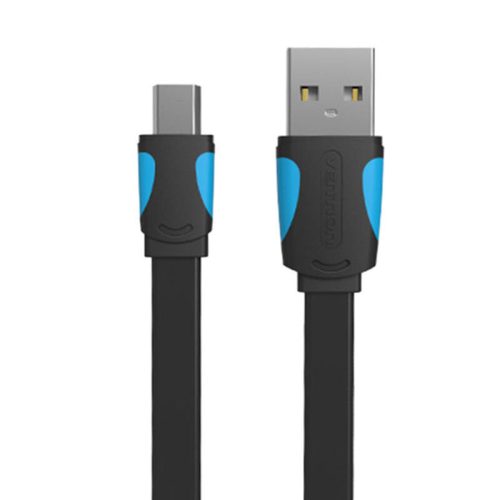 Lapos USB 2.0 A mini 5 tűs szellőző VAS-A14-B100 kábel 2A 1 m fekete