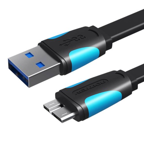 Lapos USB 3.0 A - Micro-B kábel Szellőzőnyílás VAS-A12-B025 0,25 m fekete