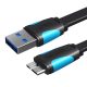 Lapos USB 3.0 A - Micro-B kábel Szellőző VAS-A12-B100 1 m fekete