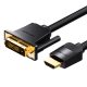 HDMI-DVI-kábel (24+1) Szellőztetés ABFBF 1m, 4K 60Hz/1080P 60Hz (fekete)