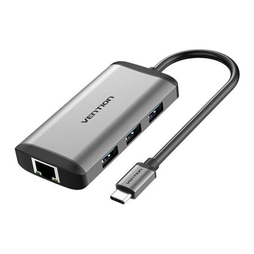 Dokkoló állomás 6 az 1-ben USB-C HDMI-vel, 3x USB3.0, RJ45, PD Vention CNCHB 0,15 m szürke