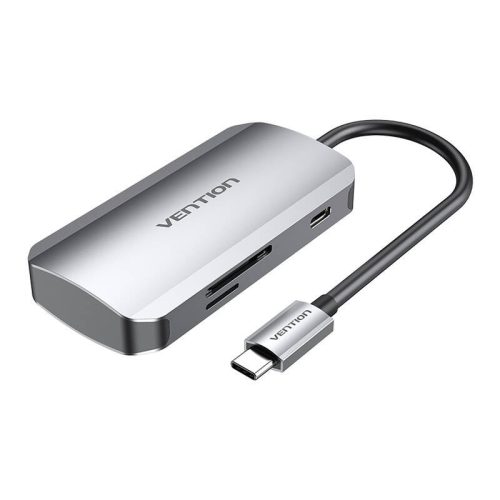 USB-C – 3x USB3.0 dokkolóállomás, SD, TF, PD 0,15 m Vention TNHHB, szürke