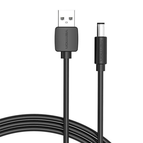 Tápkábel USB 2.0 - DC 5,5 mm hordós jack 5 V Vention CEYBG 1,5 m (fekete)