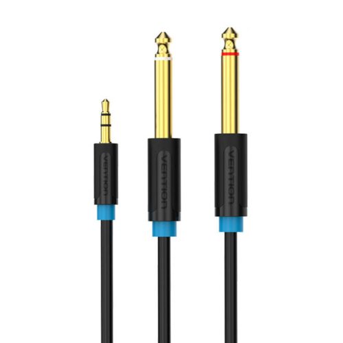 Audiokábel 3,5 mm-es TRS 2x 6,35 mm-es szellőzőhöz BACBH 2 m (fekete)