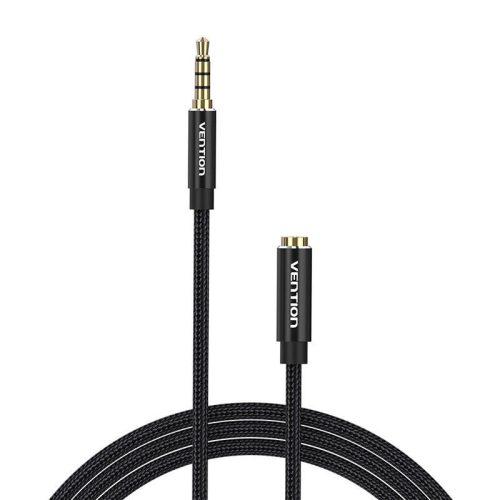 Kábel Audio TRRS 3,5 mm-es dugasztól 3,5 mm-es csatlakozóaljzatig BHCBF 1 m fekete