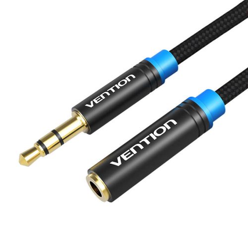 Kábel Audio fonott 3,5 mm-es apa-aljzat VAB-B06-B200-M 2 m fekete