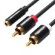 Audiokábel 3,5 mm-es csatlakozóaljzattól 2x RCA dugóhoz VAB-R01-B100 1 m fekete