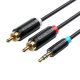 Kábel audioadapter kábel 3,5 mm-es dugasz-2x duga RCA Vention BCLBJ 5 m fekete