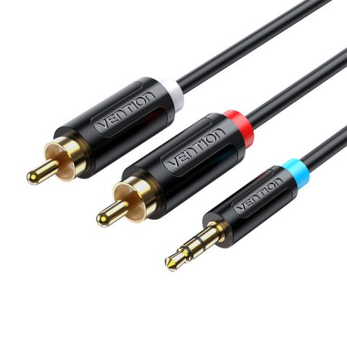 Kábel audioadapter 3,5 mm dugasz 2x duga RCA Vention BCLBL 10 m fekete