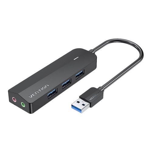 USB 3.0 hub 3 porttal és 2x TRS 3,5 mm-es CHIBB hangkártyával, 0,15 m fekete