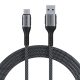 USB-A 3.1 – USB-C Gyorstöltő kábel Lention CB-ACE-6A1M, 6A, 10Gbps, 1m (fekete)