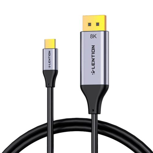 Lention CU808D USB-C-DisplayPort kábel, 8K60Hz, 1,7 m (fekete)