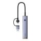 Hub 4 az 1-ben Baseus UltraJoy USB-A&USB-C - 3xUSB3.0+USB-C+RJ45 (szürke)