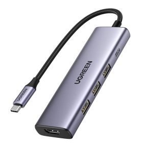   Hub / Adapter Ugreen Revodok CM511 USB-C to 3x USB, HDMI, USB-C, HDMI 4K 30Hz, PD 100W (gray)
