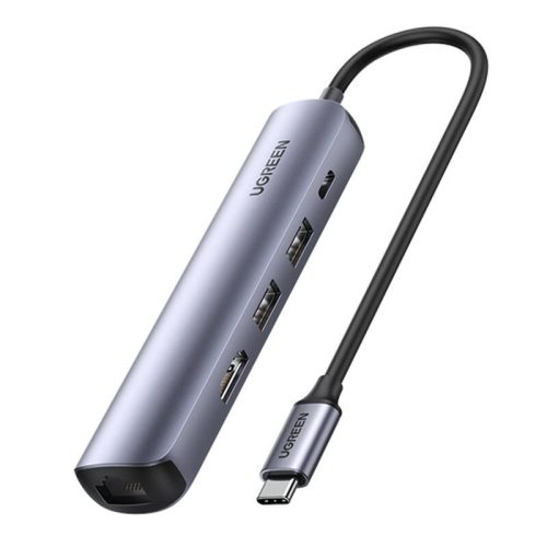 Hub / Adapter Ugreen Revodok CM418 USB-C 2x USB-hez, HDMI 4K 30 Hz, RJ45 1Gbps, PD 100W (szürke)