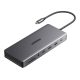 USB-C hub Ugreen CM681 4x USB, 2x HDMI, DisplayPort, RJ45, SD/TF, AUX, PD 100 W (szürke)