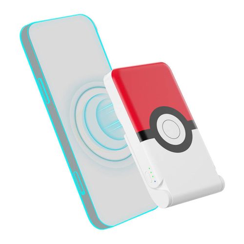 Magnetic powerbank OTL 5000 mAh, USB-C 15W, Pokemon Pokeball with stand (red-white)