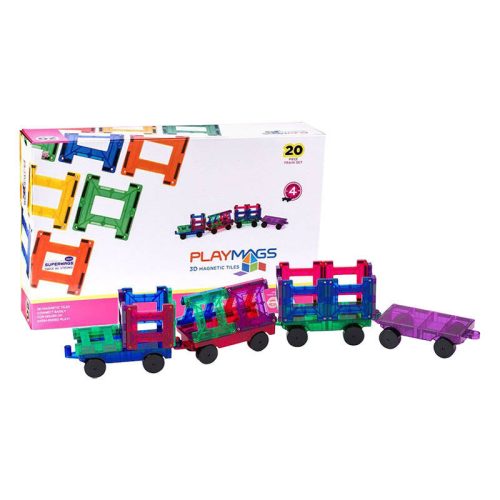 Mágneslapok 3D Train Playmags 155 - 20 db-os készlet