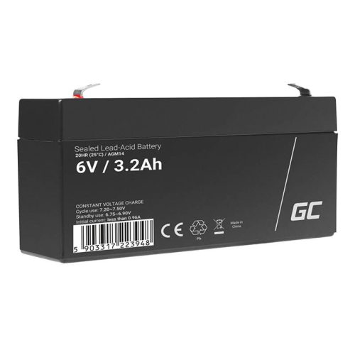 Maintenance-free AGM VRLA Battery Green Cell AGM14 6V 3.2Ah (for alarm system, cash register, toy)