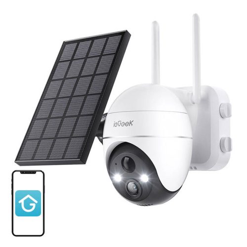 Wireless 5MP WiFi outdoor camera ieGeek ZS-GX4S white with solar panel