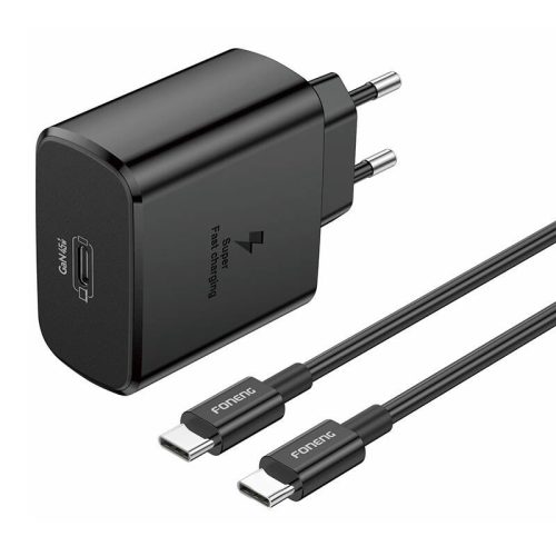 Foneng EU62 USB-C 45W mains charger + USB-C cable (black)