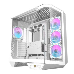   Darkflash DY470 számítógépház (fehér) + 4 ventilátor + GPU konzol