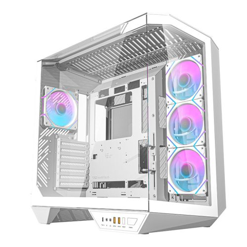 Darkflash DY470 számítógépház (fehér) + 4 ventilátor + GPU konzol
