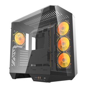   Darkflash DY470 számítógépház (fekete) + 4 ventilátor + GPU konzol
