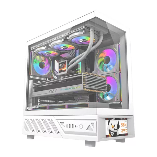 DarkFlash DS950V számítógép-ház kijelzővel (fehér) + 6 ventilátor