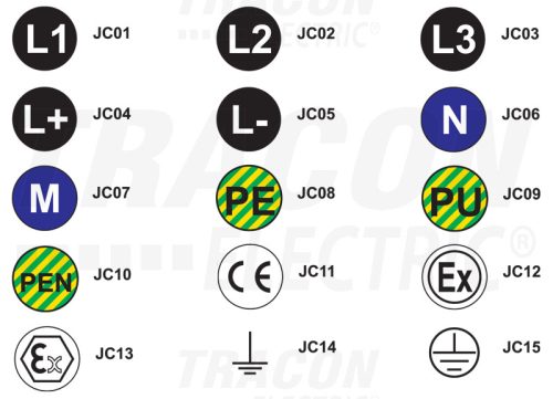 JC15 Jelölőcimke (öntapadós,védőcsatlakozó jel) 30 db/A5