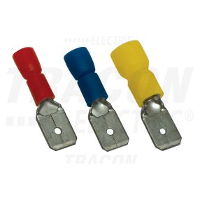 Szigetelt rátolható csatlakozó csap, sárgaréz, kék