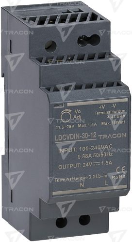 LDCVDIN-30-12 DIN sínre szerelhető tápegységszabályozható DC kimenettel