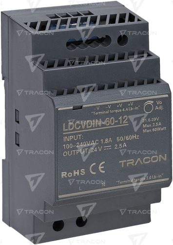 LDCVDIN-60-12 DIN sínre szerelhető tápegységszabályozható DC kimenettel