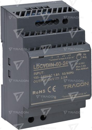 LDCVDIN-60-24 DIN sínre szerelhető tápegységszabályozható DC kimenettel