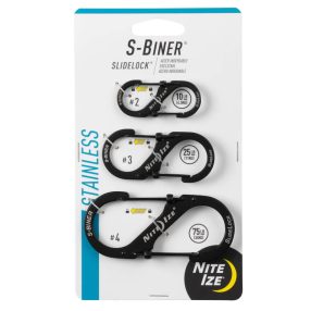 S -Biner® Slidelock® acél kombó - 3-as csomag - fekete