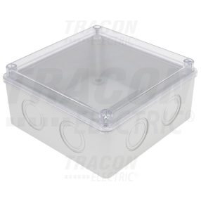 Elektronikai doboz, világos szürke, átlátszó fedéllel