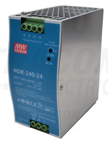 NDR-240-24 DIN sínre szerelhető tápegység szabályozható DC kimenettel