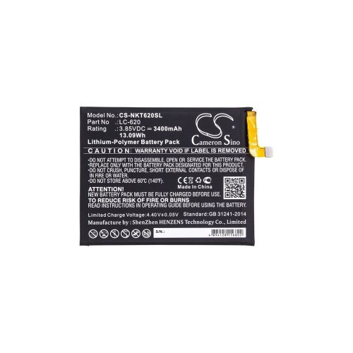 Realpower Li-Polymer akku (3,85V / 3400mAh, Nokia LC-620 kompatibilis) FEKETE