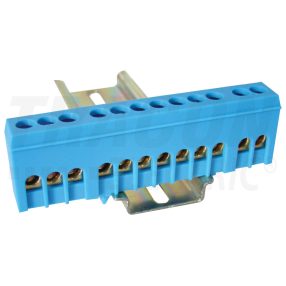 Szigetelt földelősín (N/PE), zárt, kék