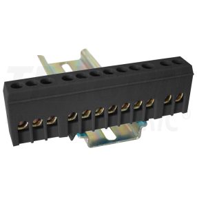 Szigetelt földelősín (N/PE), fekete